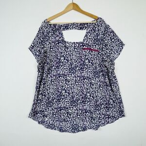 Torrid Purple White Leopard Short Sleeve Chiffon‎ Blouse Shirt Top Womens 3 3X